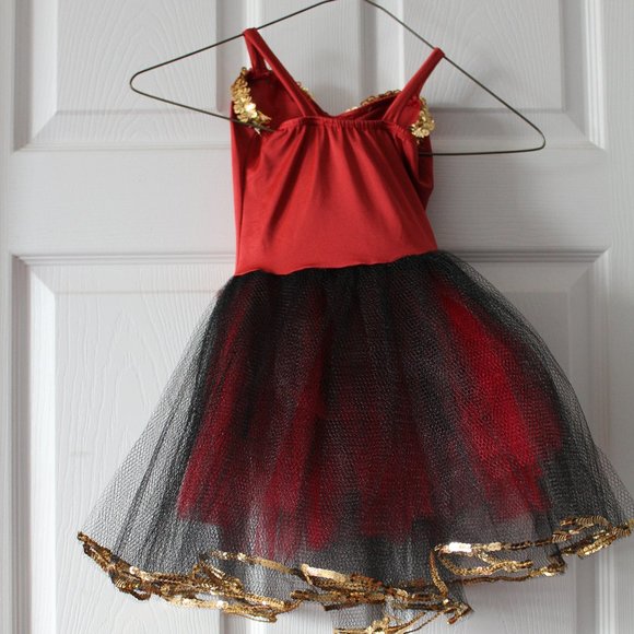 Kid's Red & Gold Ballerina Costume (Size S/M) - Picture 2 of 4